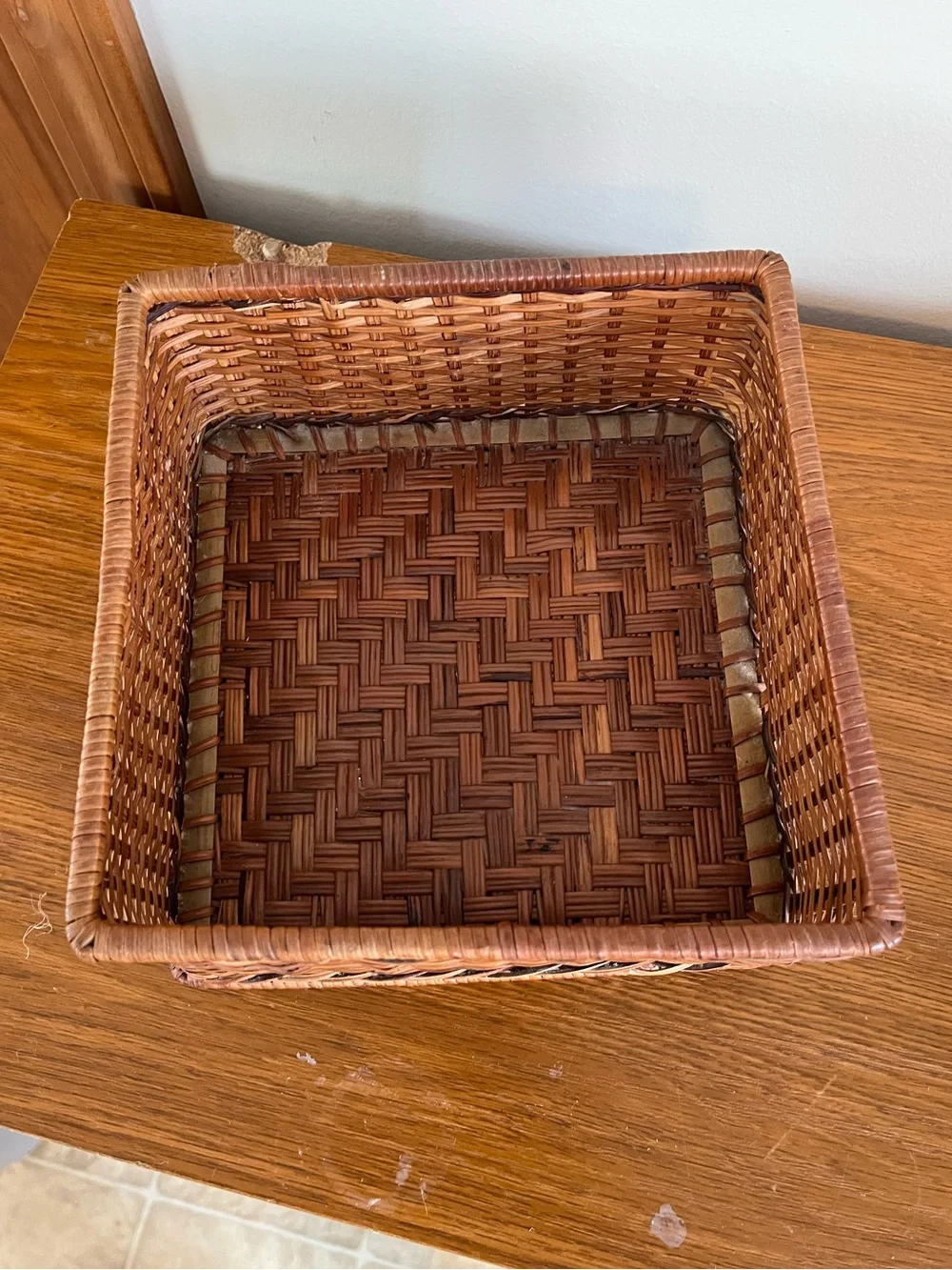 Woven Rattan Square Storage Basket - Brown
